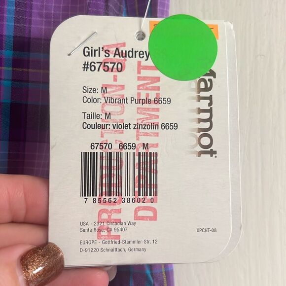 ✨Marmot Girl’s Audrey Purple Plaid Sz Medium Top✨ - Picture 7 of 8
